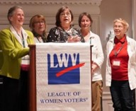 Group of ladies receiving an award