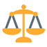 A yellow scales of justice icon on a white background.
