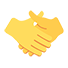 A yellow handshake icon on a white background.