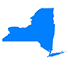 A blue map of new york.