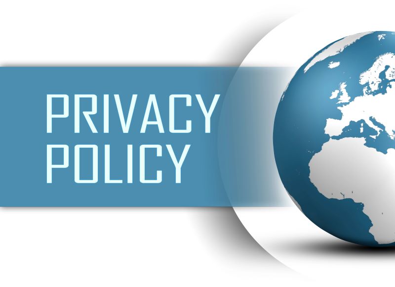 A graphic featuring the text "Privacy Policy" next to a blue and white globe.